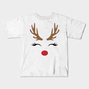 Christmas Reindeer Face Kids T-Shirt